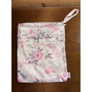 AlvaBaby Wet Dry Zippered Two Compartment Diaper Pouch Bag Waterproof Pink